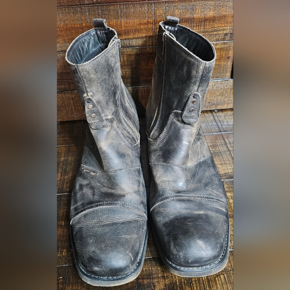 Bed Stu Burst Distressed Leather Side Zip Ankle Boots Biker Western Mens Size 13 - Picture 3 of 7